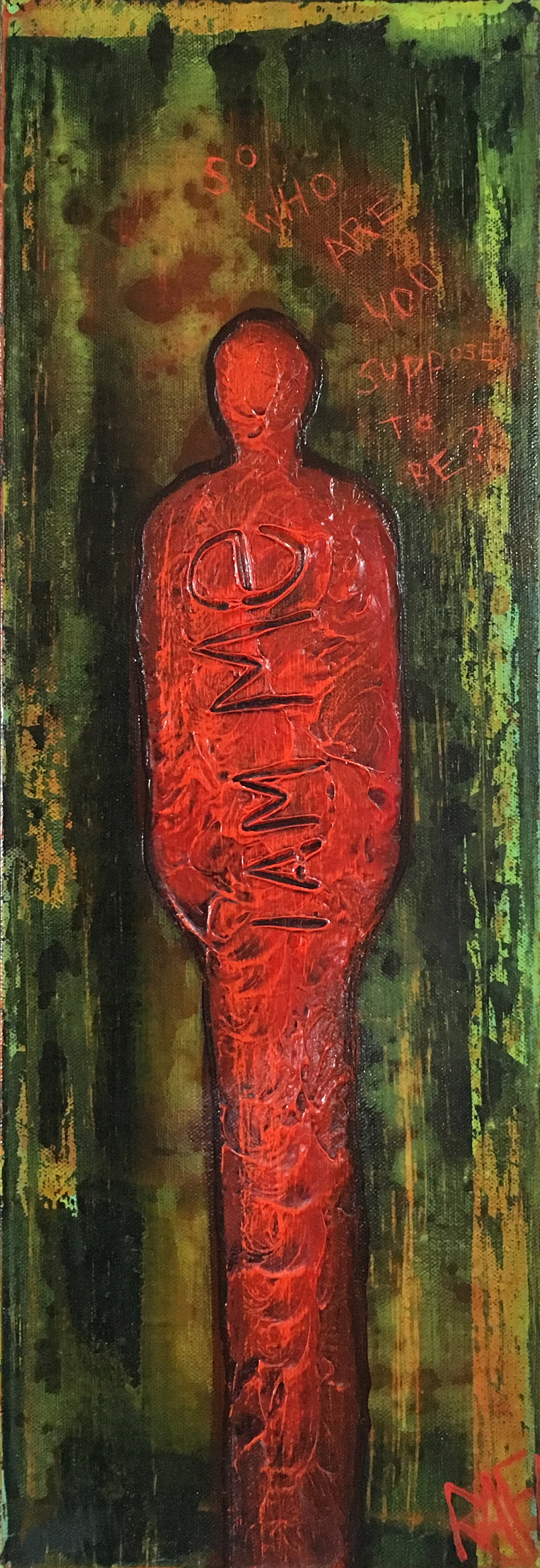 I Am Me Original Painting Wall Art by artist Rafi Perez on Canvas 8X24 - Image 2