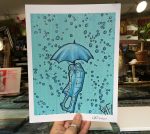 Kiss In The Rain Wall Art by Artist Rafi Perez Original Artist Enhanced Print 8X10