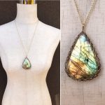 Labradorite Statement Necklace - 14k Yellow Gold Filled - Large Genuine Teardrop Labradorite - Exceptional Color and Flash - Long Chain