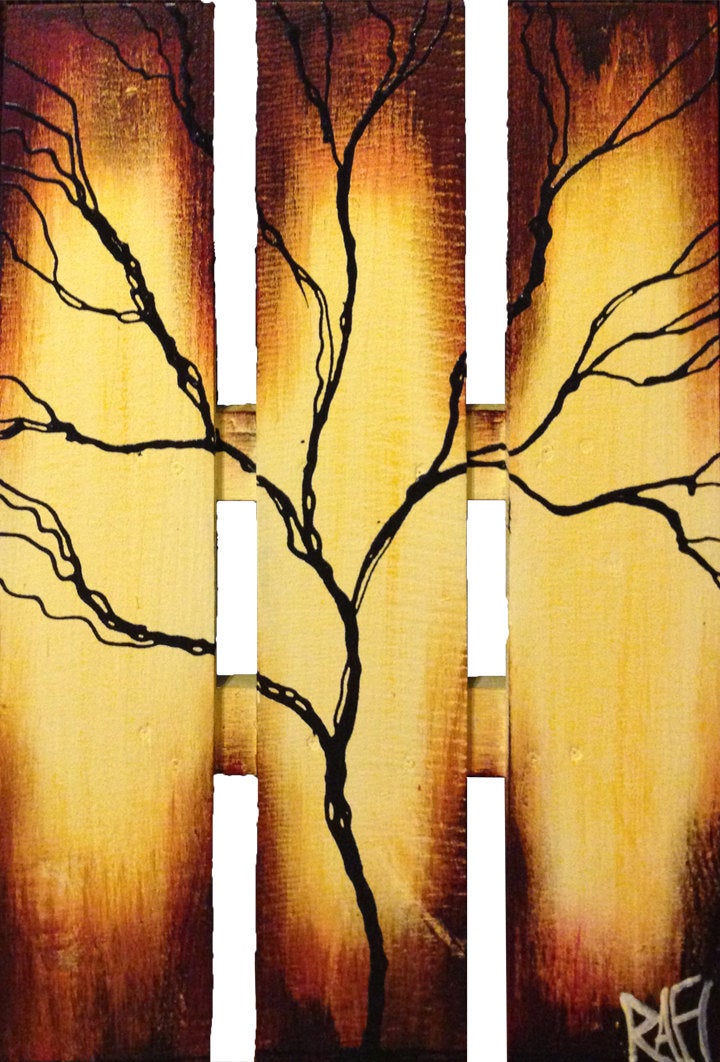 Reclaimed Wood Wall Art Seasons Of Change Abstract Tree Paintings On Upcycled Wood Extra Large 4 Pcs - Image 9