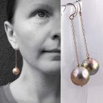 Large Fireball Pearl Earrings - 14k Rose Gold Filled - Large Baroque Round Freshwater Pearls