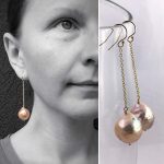 Large Fireball Pearl Earrings - 14k Yellow Gold Filled - Long Dangle Earrings - Large Baroque Round Freshwater Pearls - Rainbow Pearls