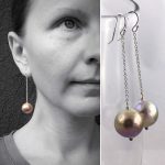 Large Fireball Pearl Earrings - Solid Sterling Silver - Long Dangle Earrings - Large Baroque Round Freshwater Pearls - Rainbow Pearls
