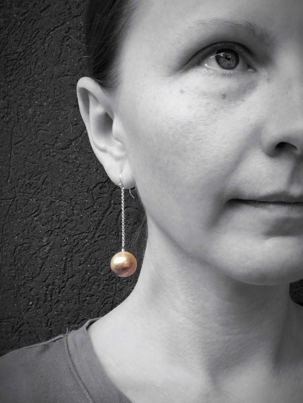 Large Fireball Pearl Earrings - Solid Sterling Silver - Long Dangle Earrings - Large Baroque Round Freshwater Pearls - Rainbow Pearls - Image 8