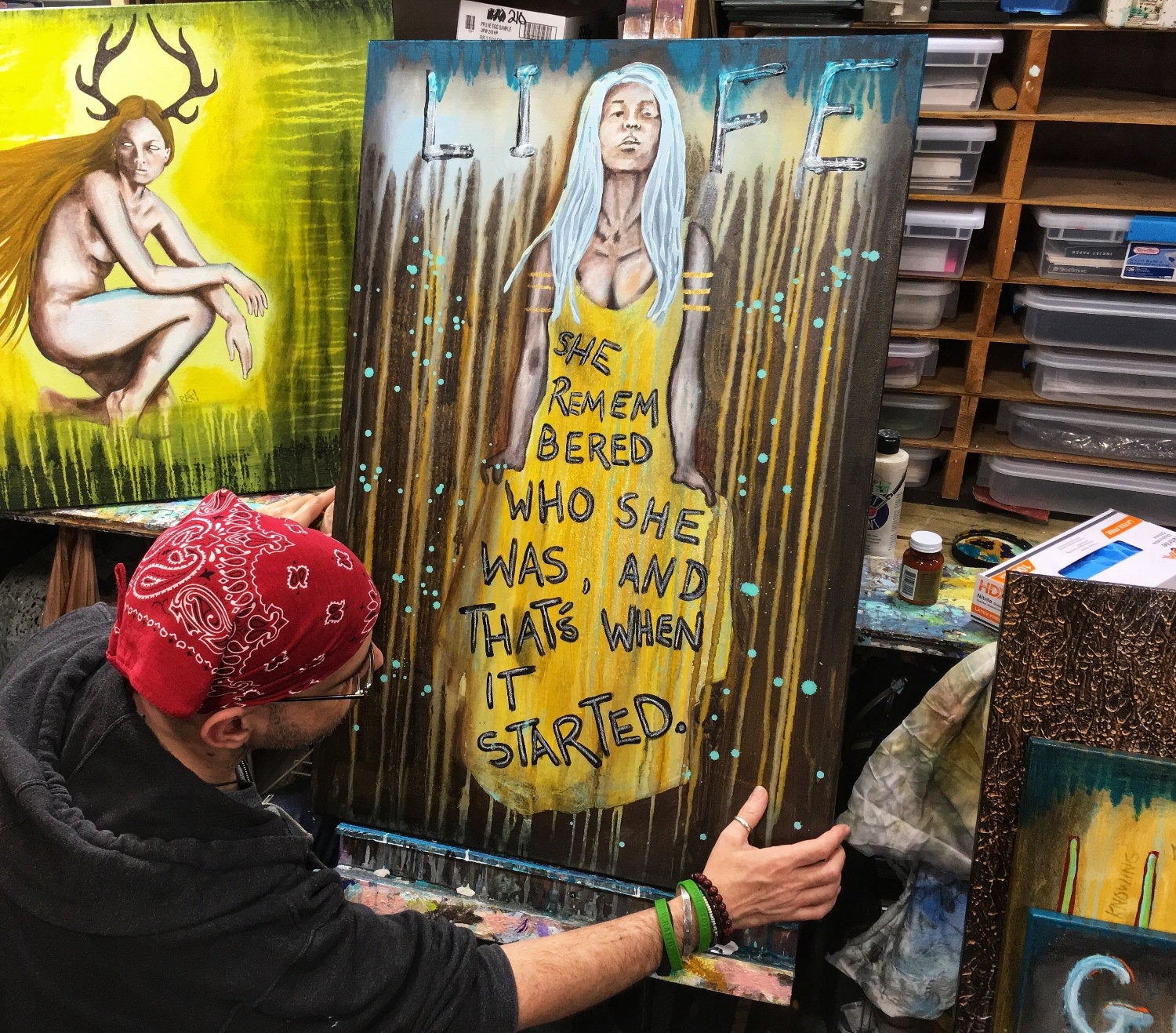 Life Empowering Art Original Painting By Artist Rafi Perez Mixed Medium On Canvas 24X36 - Image 3