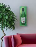 Life Wine Bottle Original Painting By Artist Rafi Perez Mixed Medium Textured On Canvas 8x24