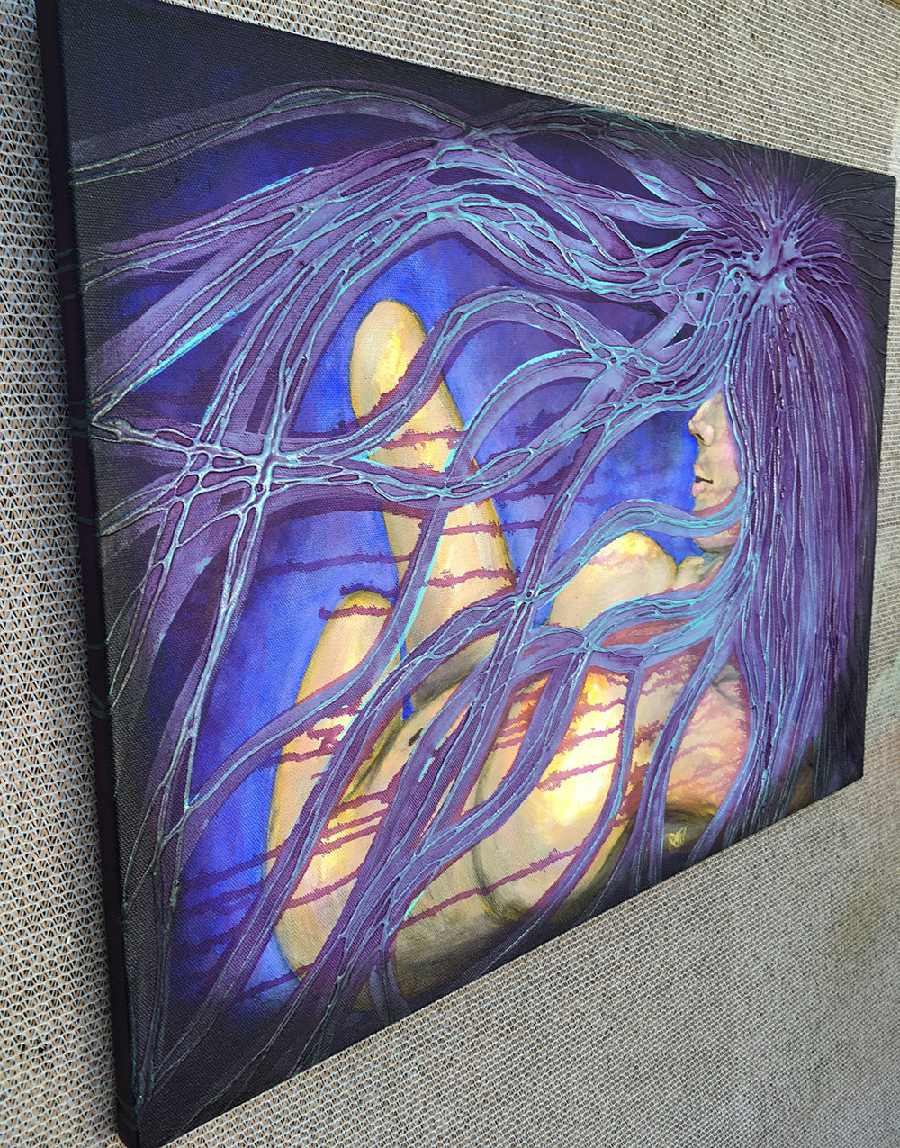 Lilac Abyss Of Truth Original Painting By Artist Rafi Perez Mixed Medium On Gallery Wrapped Canvas - Image 5