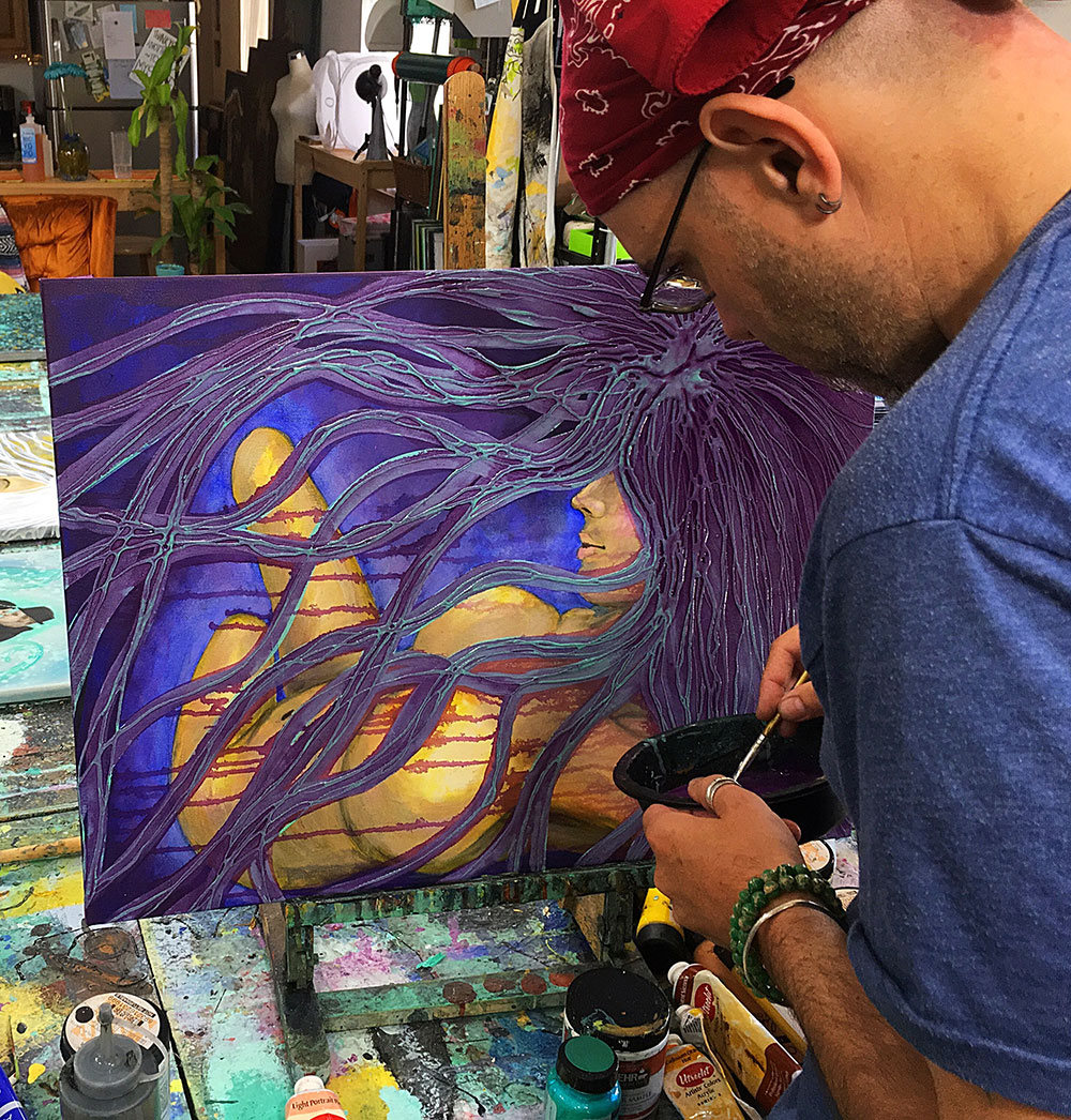 Lilac Abyss Of Truth Original Painting By Artist Rafi Perez Mixed Medium On Gallery Wrapped Canvas - Image 7