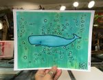 Little Blue Whale Wall Art by Artist Rafi Perez Original Artist Enhanced Print 8X10