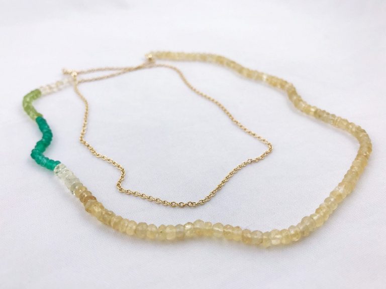 Long Faceted Stone Chain Necklace – Color Block Necklace – Citrine ...