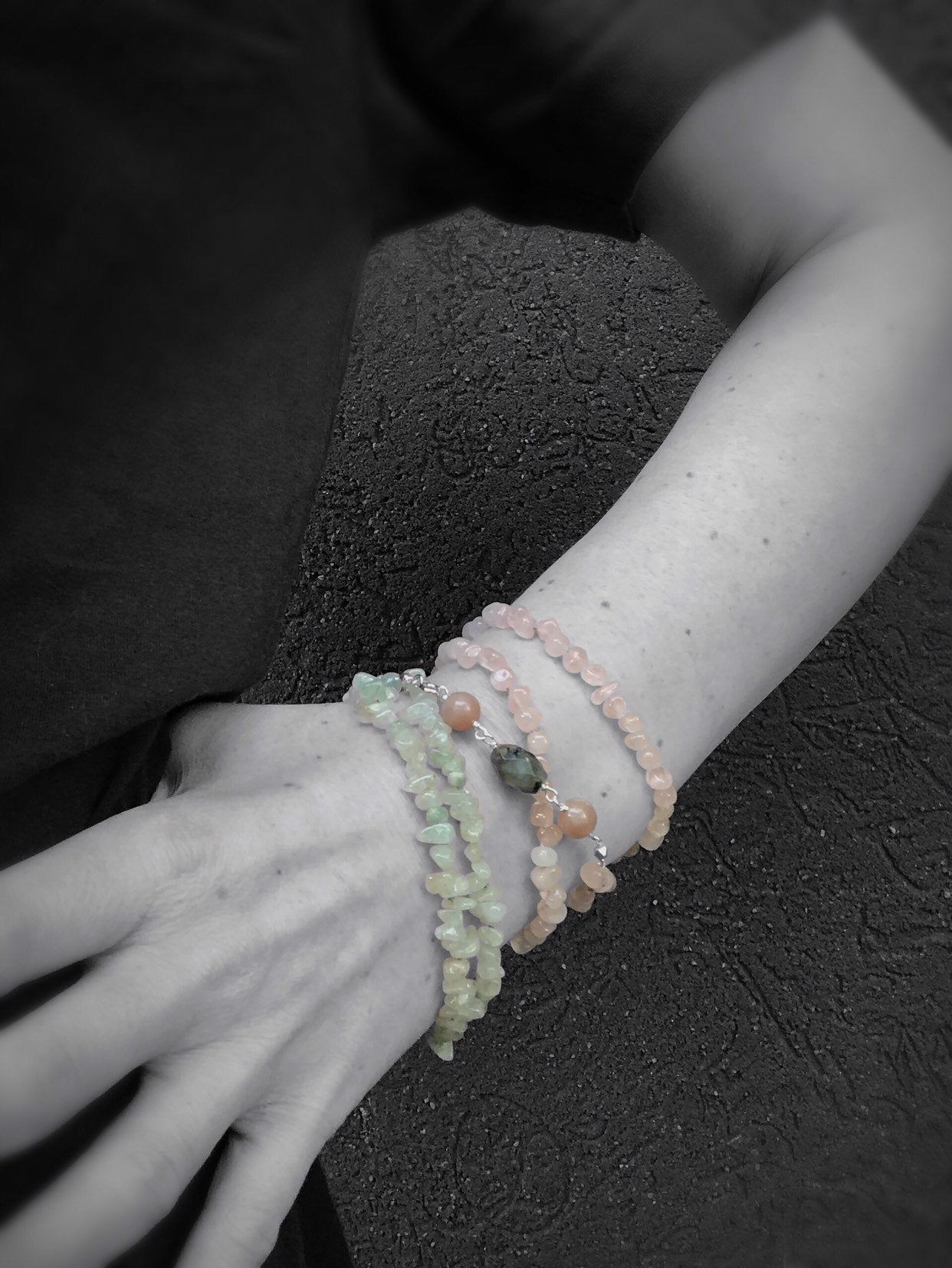 Long Multi Gemstone Necklace / Rose Quartz / Aventurine / Labradorite / Peach Moonstone / Fine Silver / Sterling Silver - Image 9