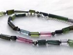 Long Multi Tourmaline Necklace / Multicolor Tourmaline / Faceted Pyrite / Fine Silver Nuggets / Sterling Silver Chain