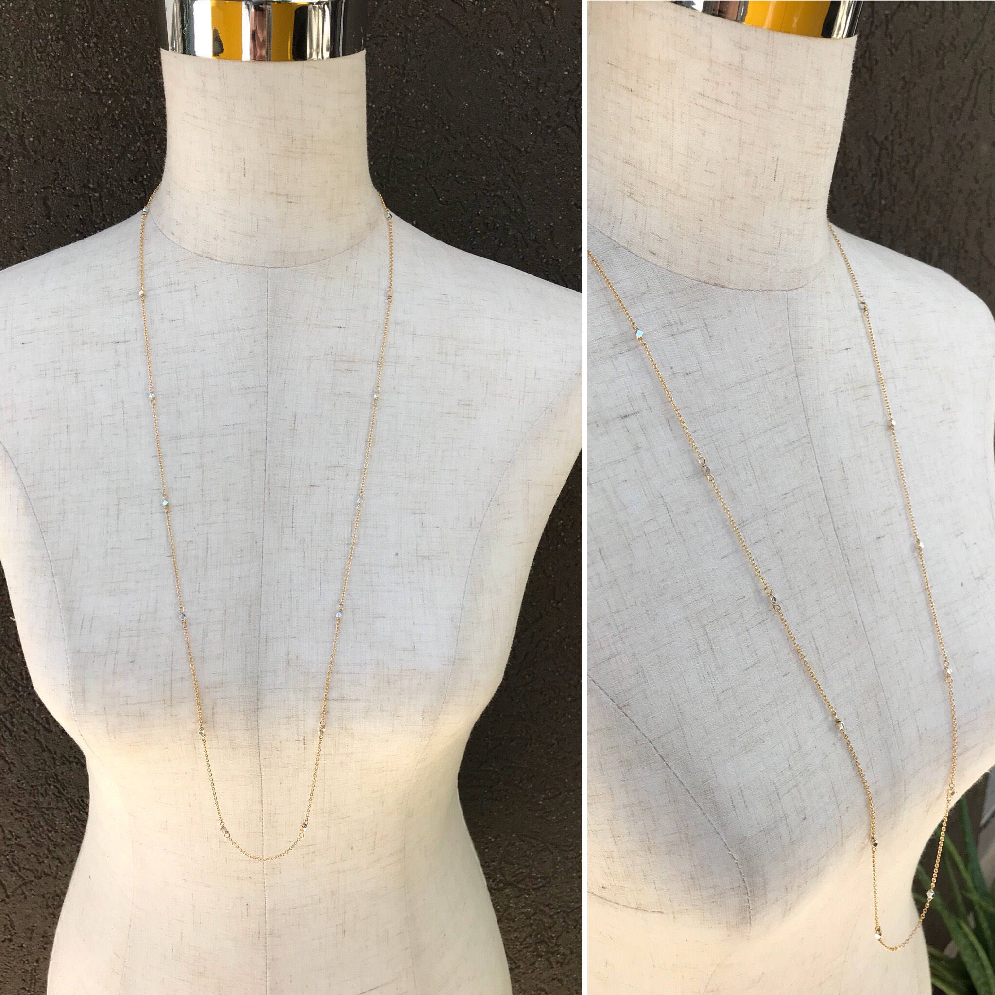 Sparkly Nugget Trail Lariat / 14k Yellow Gold Filled / Fine Silver / Long Multiwear Chain Necklace - Image 3