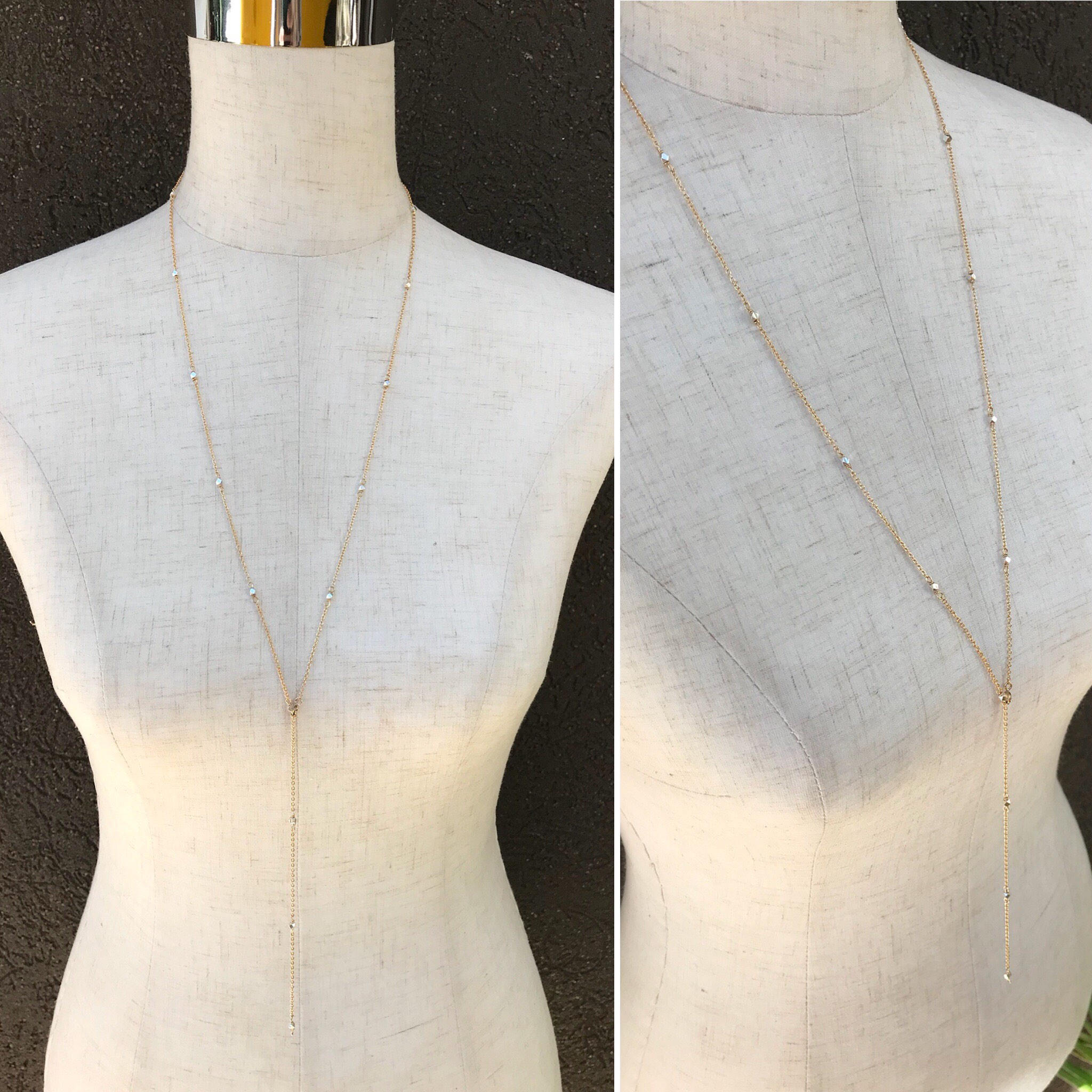 Sparkly Nugget Trail Lariat / 14k Yellow Gold Filled / Fine Silver / Long Multiwear Chain Necklace - Image 4