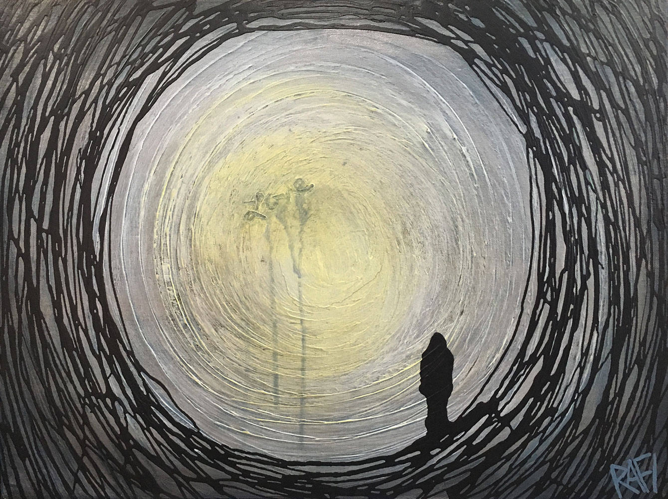 Love Tunnel Original Painting Wall Art by artist Rafi Perez on Canvas 18X24