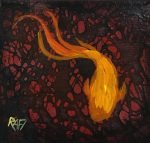 Lucky Koi Original Painting Wall Art By Artist Rafi Perez Mixed Medium on Canvas 8X8