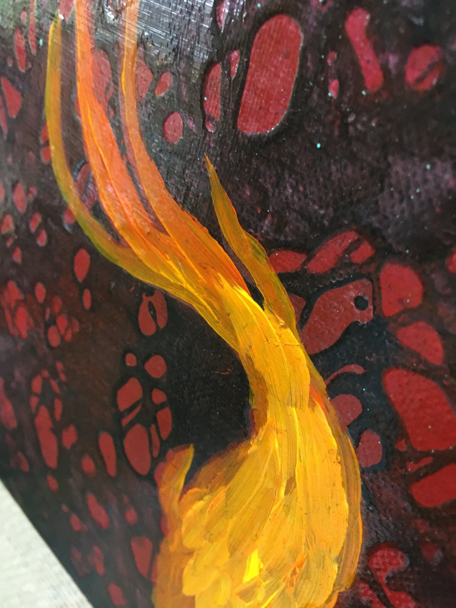 Lucky Koi Original Painting Wall Art By Artist Rafi Perez Mixed Medium on Canvas 8X8 - Image 4