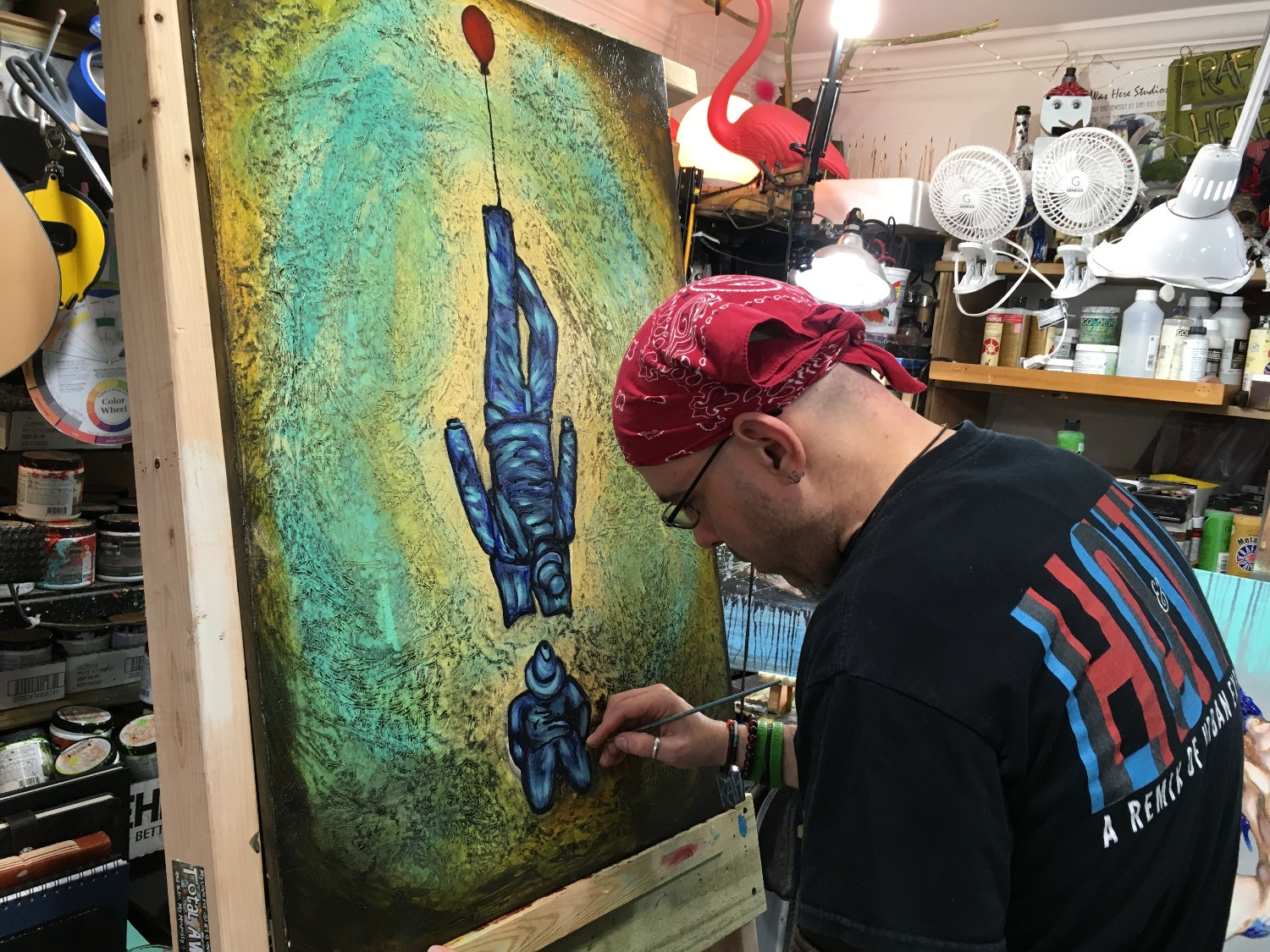 Don't Sit On Your Hands Art By Artist Rafi Perez Mixed Medium On Canvas 24x36 - Image 6