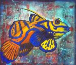 Mandarin Goby Fish Wall Art By Artist Rafi Perez Mixed Medium On Canvas 30x34