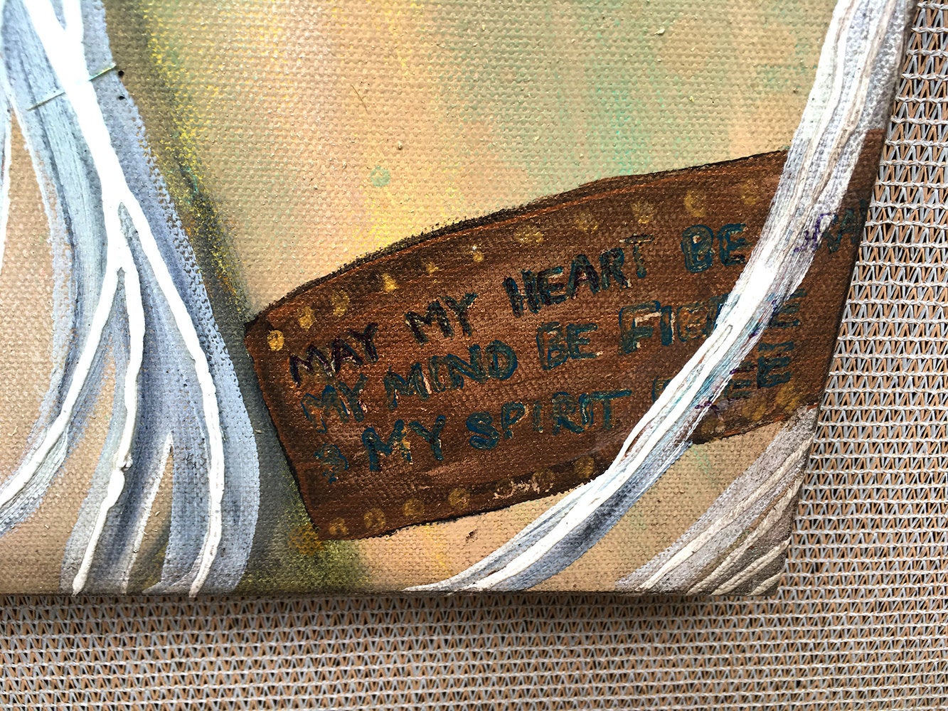 May My Heart Be Brave Original Painting by artist Rafi Perez Mixed Medium on Canvas 24X18 - Image 2