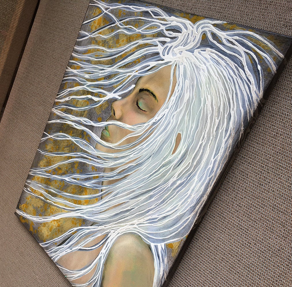 May My Heart Be Brave Original Painting by artist Rafi Perez Mixed Medium on Canvas 24X18 - Image 4