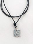 Men's Compass Necklace / Solid Sterling Silver / Rustic Rectangle Stamped Compass / Adjustable Leather Cord