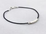 Fine Silver Cube Bracelet / Fidget Bracelet / Black Nylon Cord / Custom Number Of Cubes / Custom Sized