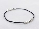 Fine Silver Nugget Bracelet / Fidget Bracelet / Black Nylon Cord / Custom Number Of Nuggets / Custom Sized