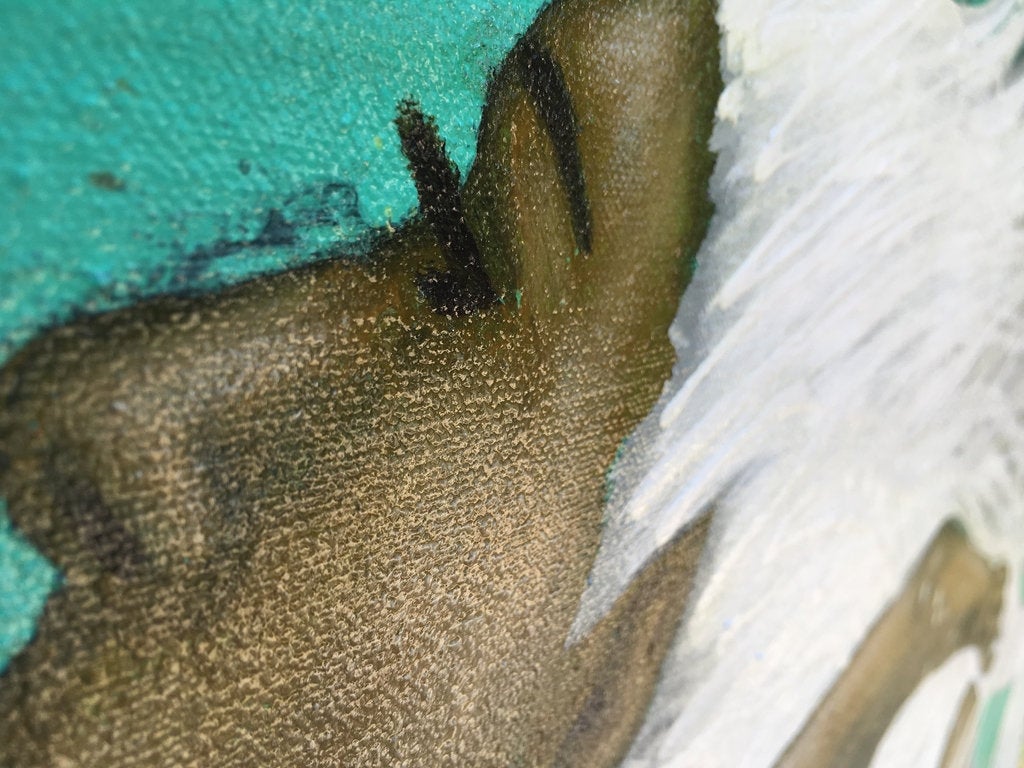 Mermaid Of Light Original Painting By Artist Rafi Perez Mixed Medium On Unstretched Canvas 48x38 - Image 4