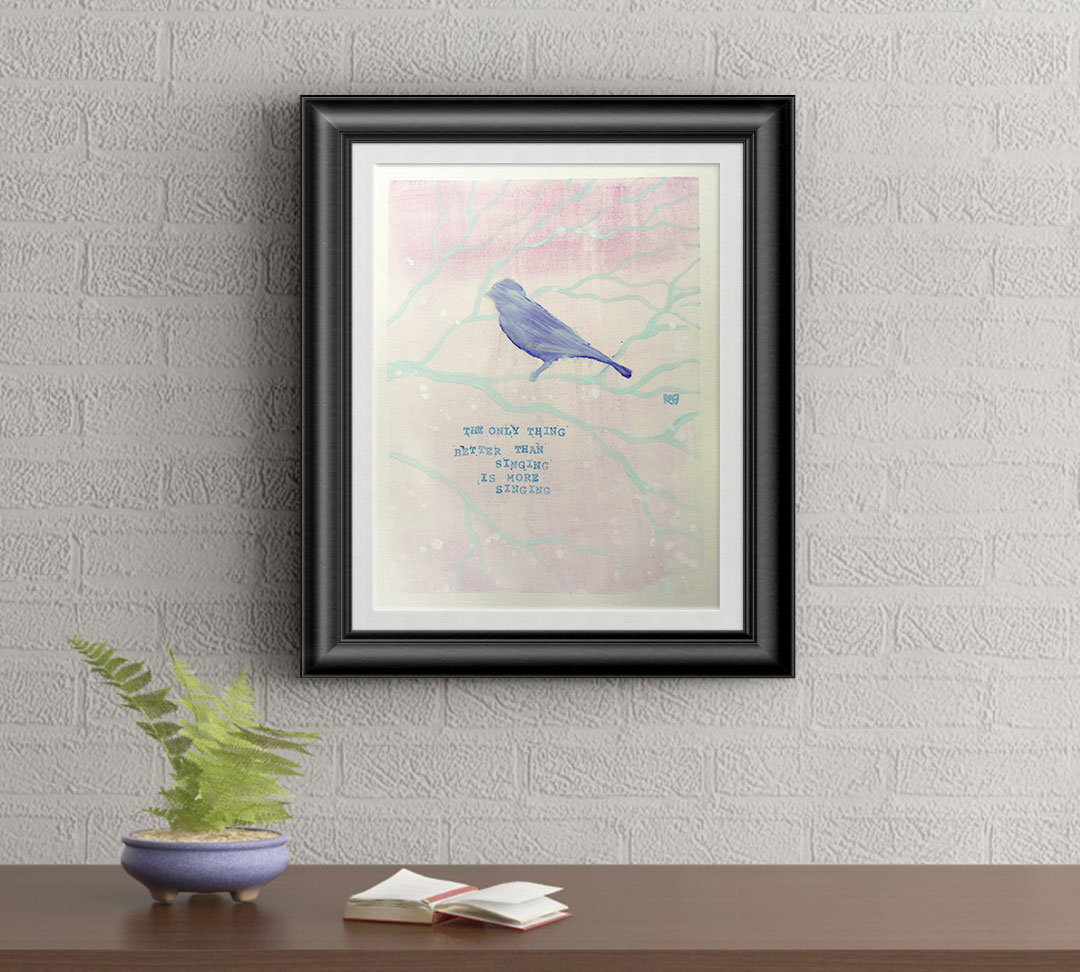 More Singing Wall Art by artist Rafi Perez Original Painting On Paper 11X14 - Image 2