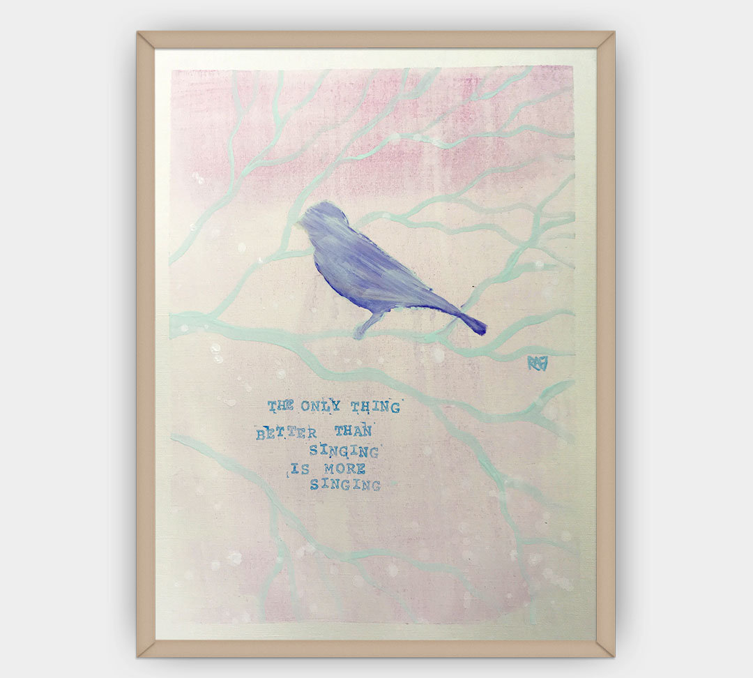 More Singing Wall Art by artist Rafi Perez Original Painting On Paper 11X14 - Image 3