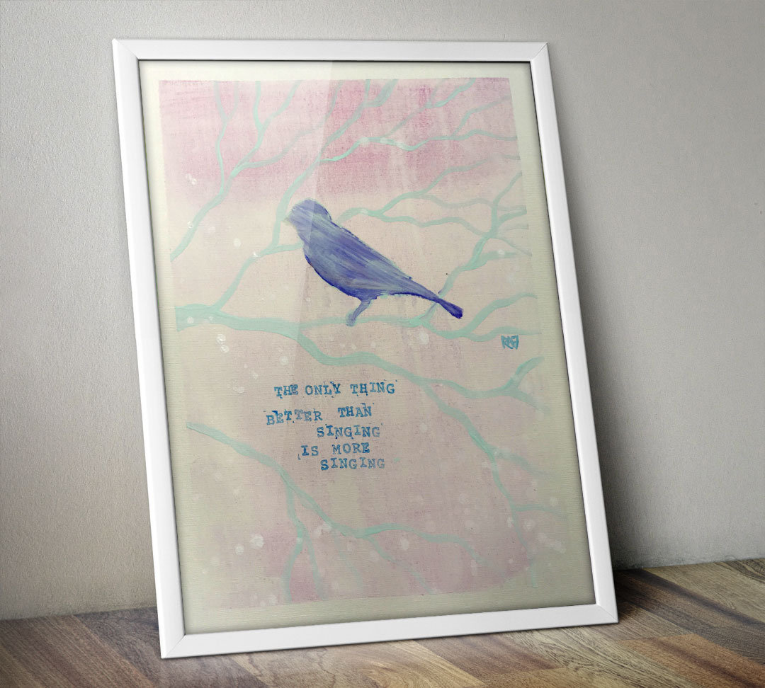 More Singing Wall Art by artist Rafi Perez Original Painting On Paper 11X14 - Image 4