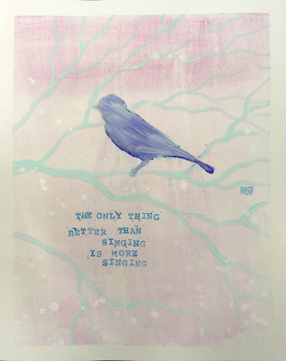 More Singing Wall Art by artist Rafi Perez Original Painting On Paper 11X14 - Image 8