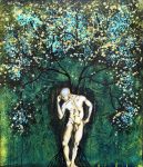 Growth Of Man Original Painting Nude Man Tree Wall Art By Artist Rafi Perez Mixed Medium On Canvas 24x30