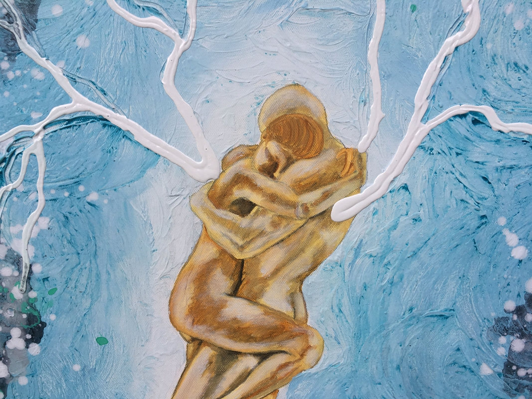 Nature Of Love Embrace Tree Wall Art By Artist Rafi Perez Original Painting Mixed Medium On Canvas 30x30 - Image 3
