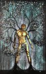 Nature Of Self Original Painting Man Tree Wall Art By Artist Rafi Perez Mixed Medium On Unstretched Canvas 36x58