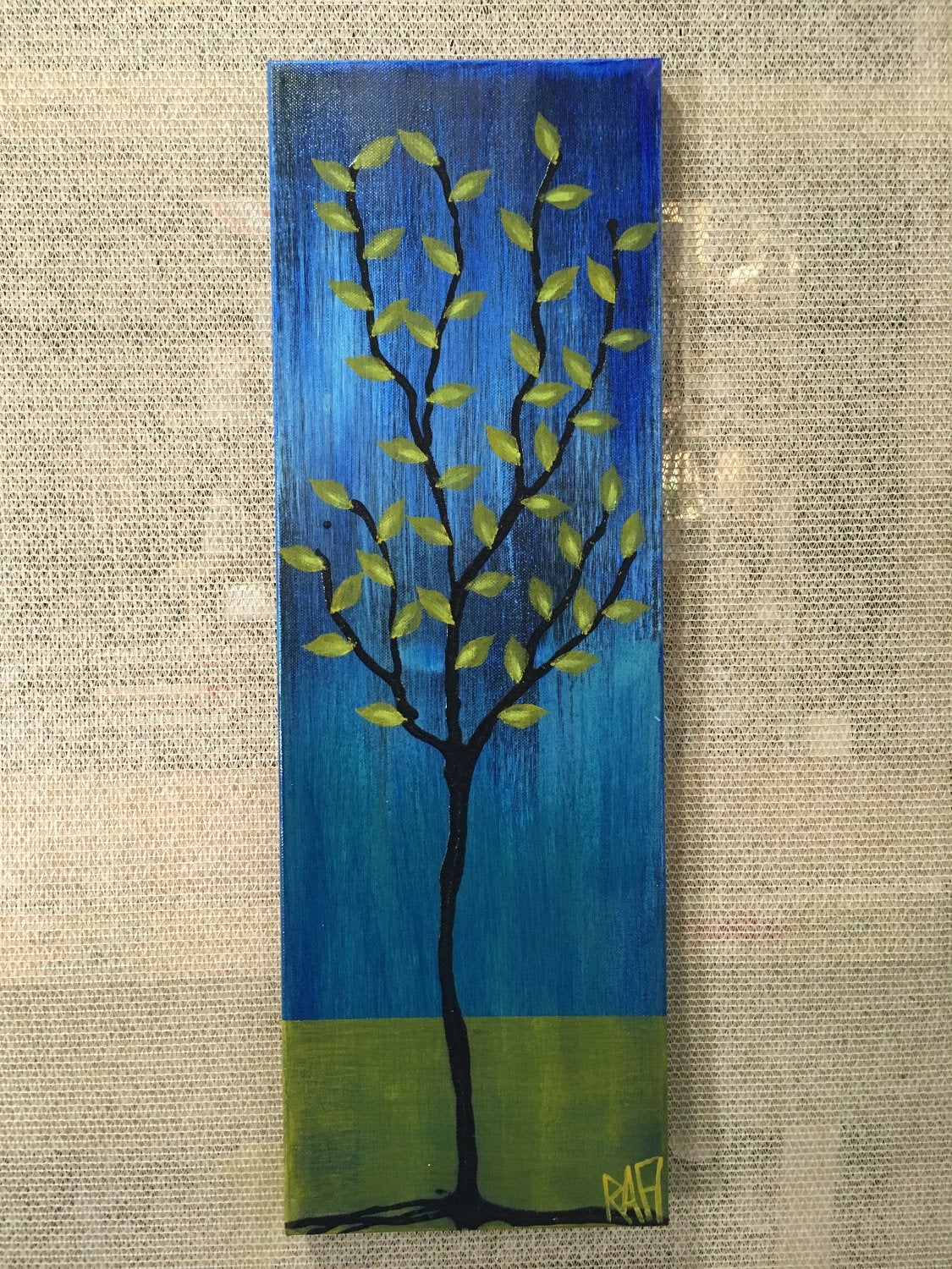 Olive Branch No. 1 Textured Original Painting By Artist Rafi Perez Mixed Medium on Canvas 8X24 - Image 4