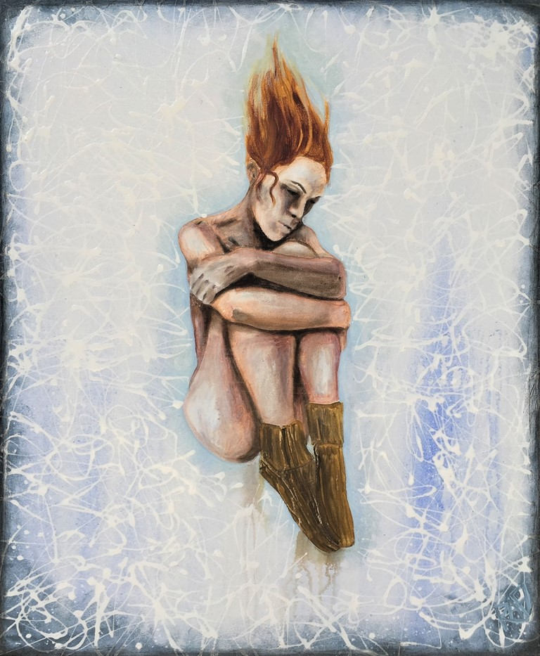 Fire And Ice Wall Art By Artist Rafi Perez Mixed Medium On Canvas 24x30
