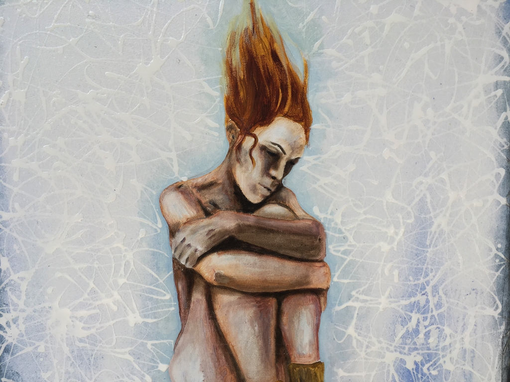 Fire And Ice Wall Art By Artist Rafi Perez Mixed Medium On Canvas 24x30 - Image 2