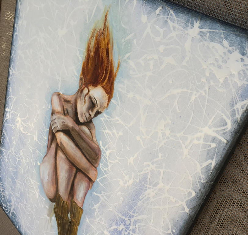 Fire And Ice Wall Art By Artist Rafi Perez Mixed Medium On Canvas 24x30 - Image 4