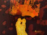 Original Painting Glow Lovers In The Rain by artist Rafi Perez Mixed Medium on Canvas 11X14