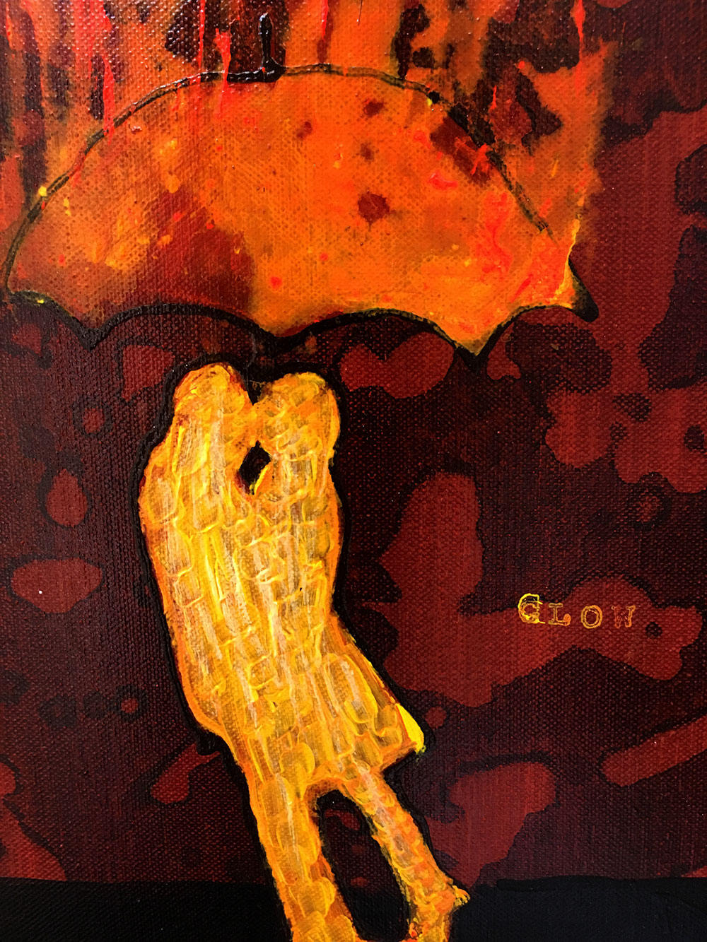 Original Painting Glow Lovers In The Rain by artist Rafi Perez Mixed Medium on Canvas 11X14 - Image 2