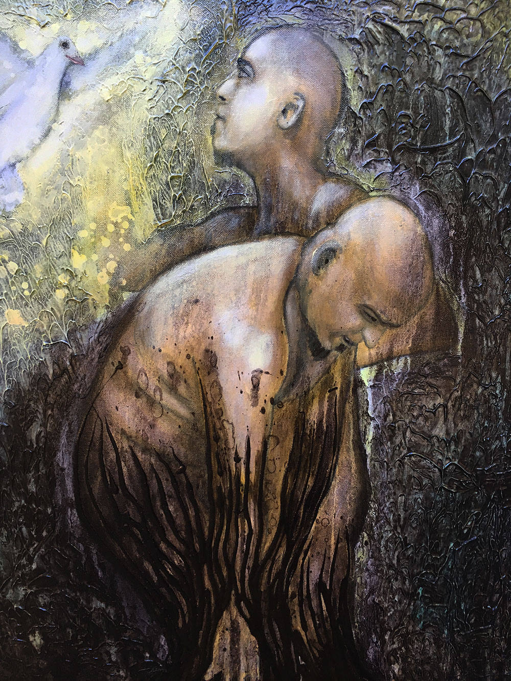 Original Painting Hope and Despair Wall Art by artist Rafi Perez Mixed Medium on Canvas 24X36 - Image 2