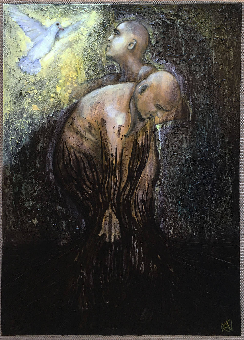 Original Painting Hope and Despair Wall Art by artist Rafi Perez Mixed Medium on Canvas 24X36 - Image 3