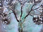 Original Painting Woman Tree Wall Art by artist Rafi Perez Mixed Medium on Canvas 18X24