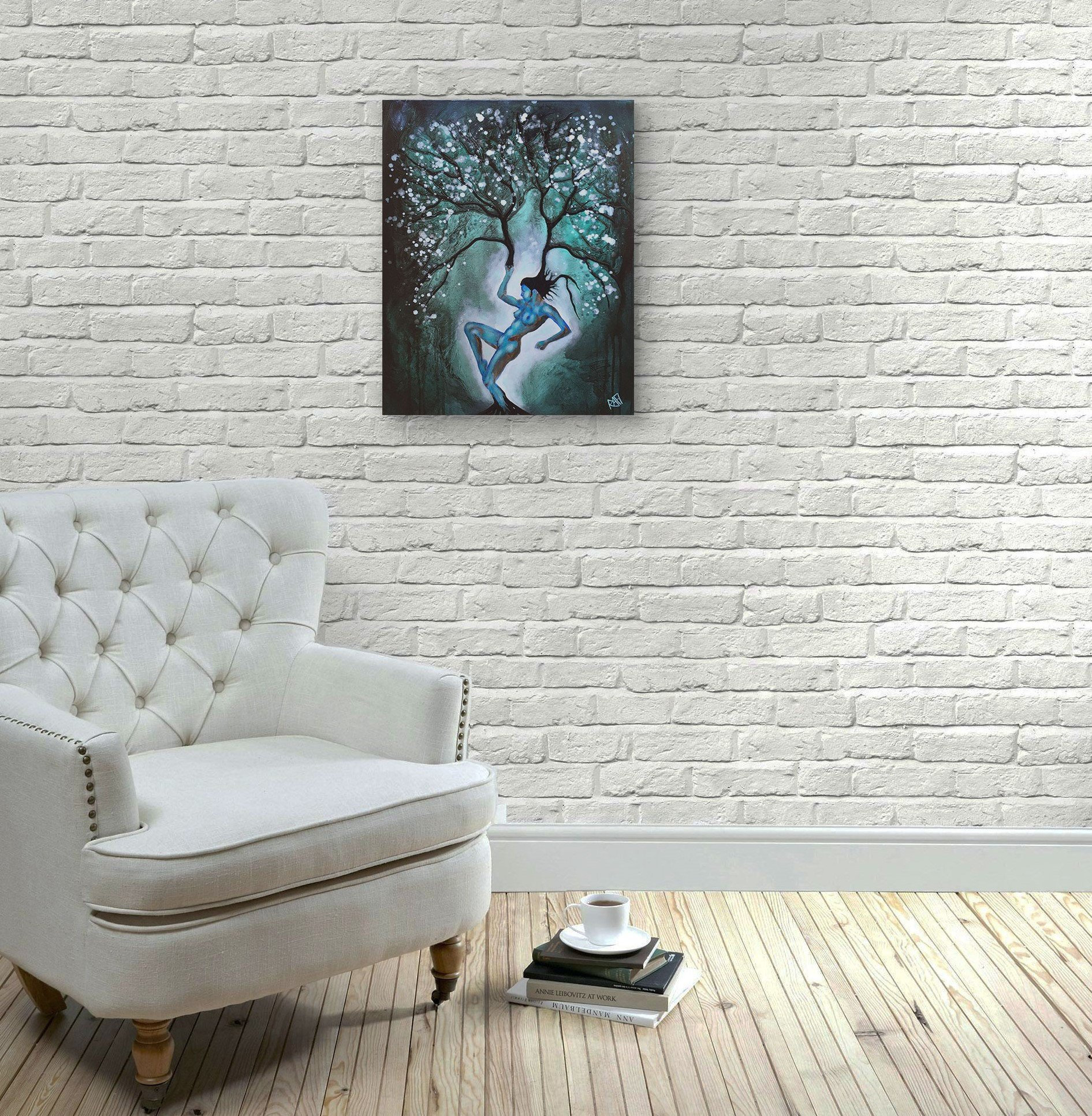 Original Painting Woman Tree Wall Art by artist Rafi Perez Mixed Medium on Canvas 18X24