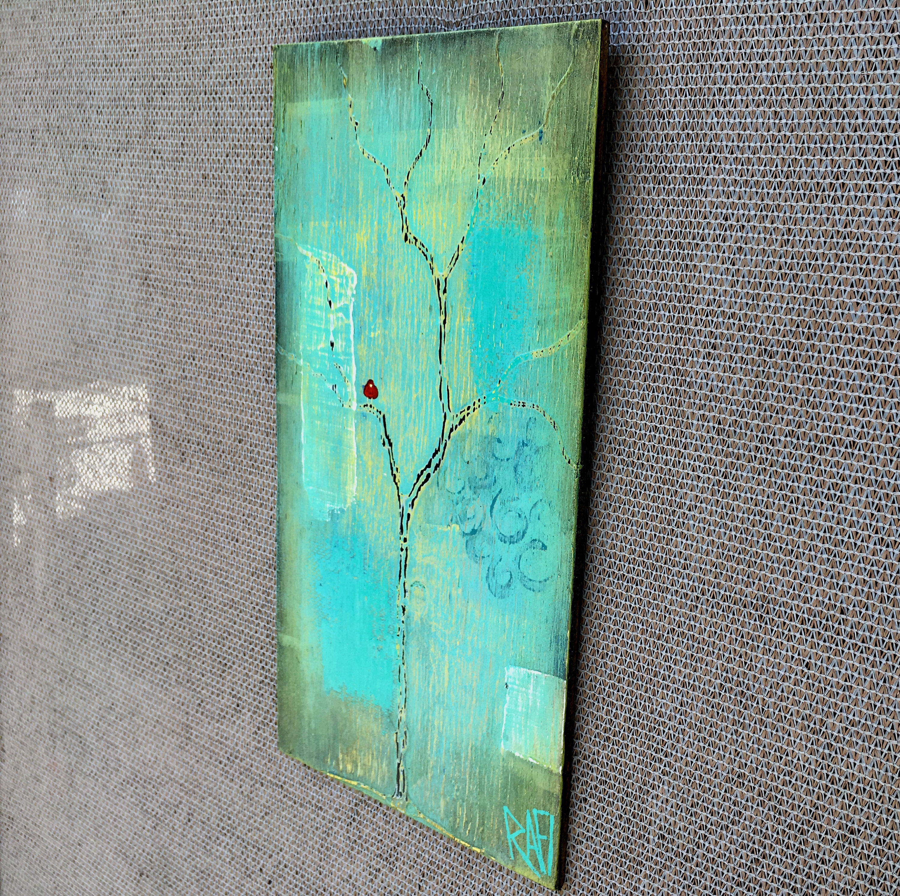 Out on A Limb Red Bird - Abstract Tree - Mixed Media On Reclaimed Wood By Rafi - Image 6
