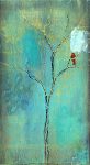 Out on A Limb Red Bird - Abstract Tree - Mixed Media On Reclaimed Wood  By Rafi