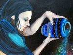 Outpouring Of Light -Glow In The Dark - Original Painting By Artist Rafi Perez Mixed Medium Canvas 36X54