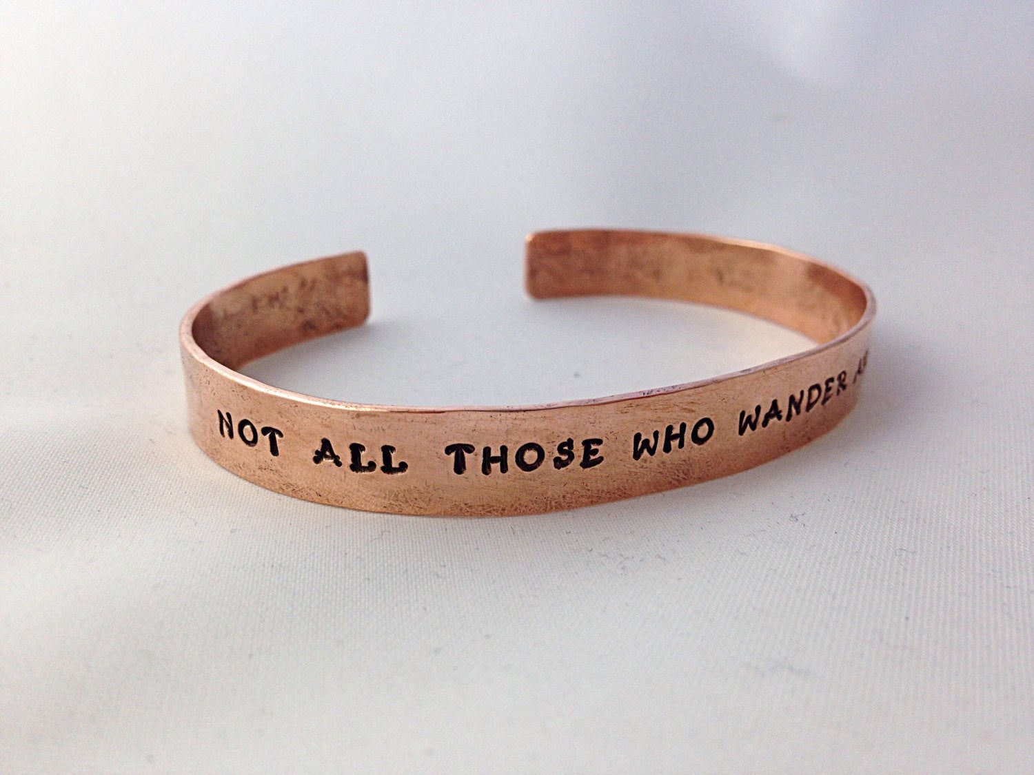 Personalized Copper Cuff Bracelet - Lightweight Cuff - Hammered and Custom Stamped - Men's and Women's Cuff - Image 4